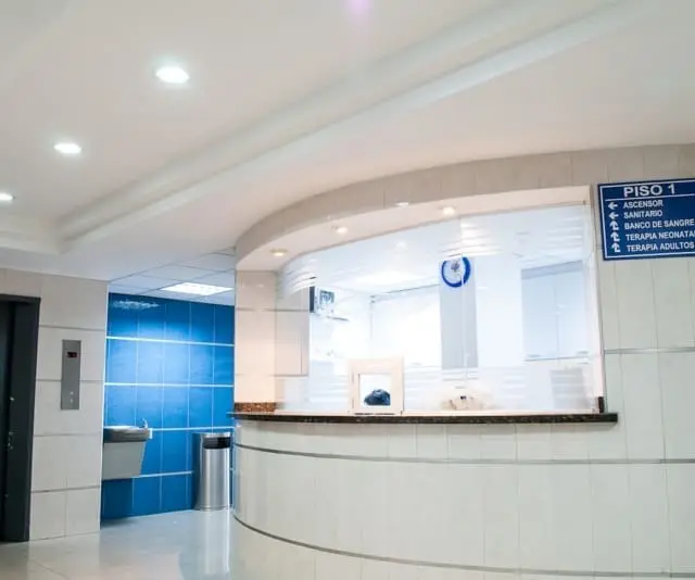 A front desk in a medical center lobby