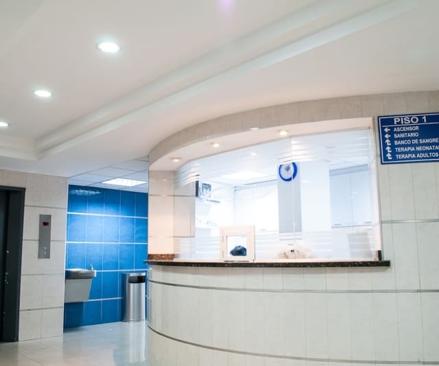 A front desk in a medical center lobby